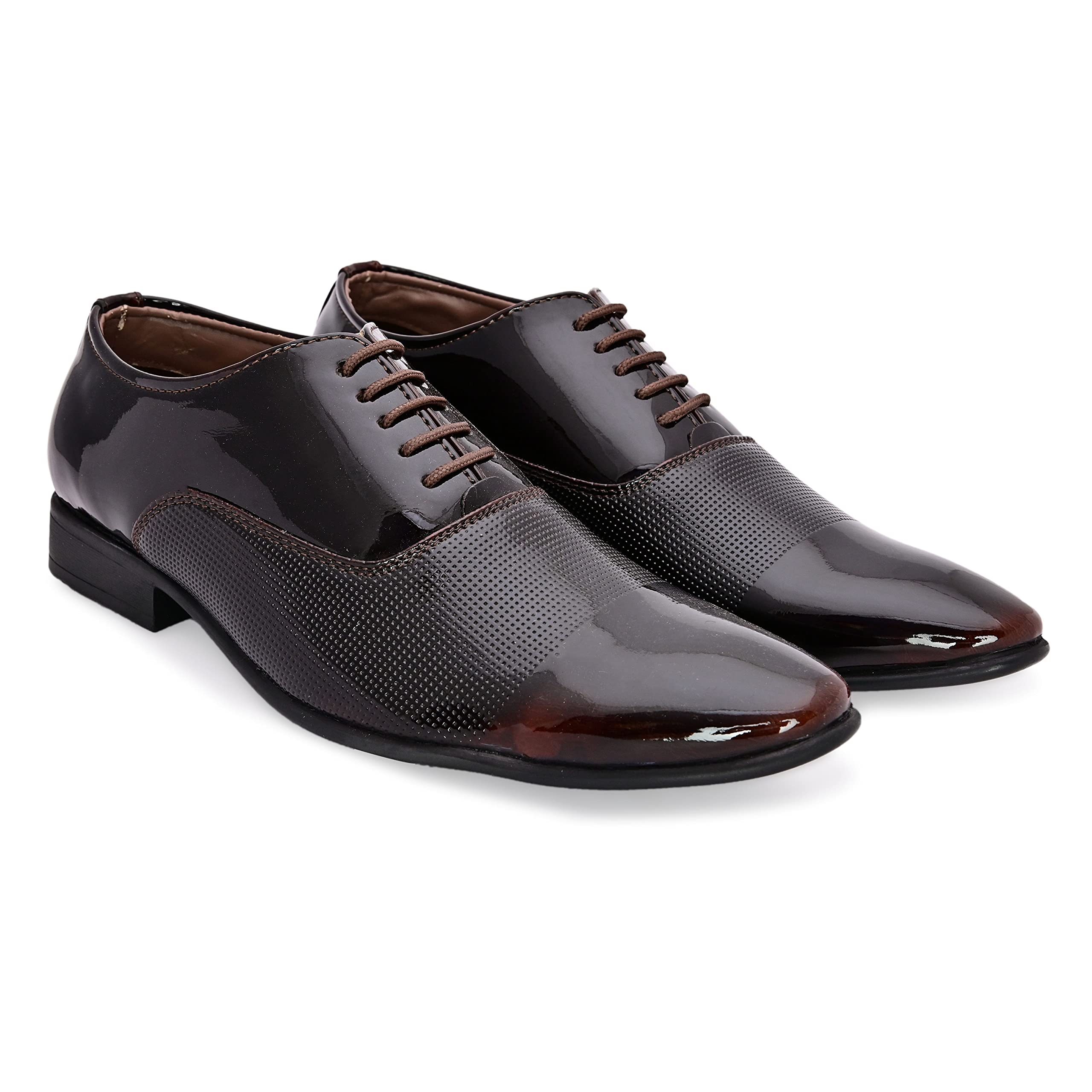 San Frissco Mens Formal Shoes with Faux Leather/Brown Patent Durable & Comfortable Footbed with Wrinkle Free Upper/Lace up Oxfords Shoes for Party and Wedding - 11 (Brown) (B0D5WKQ88F) Amazon Price History, Amazon Price Tracker
