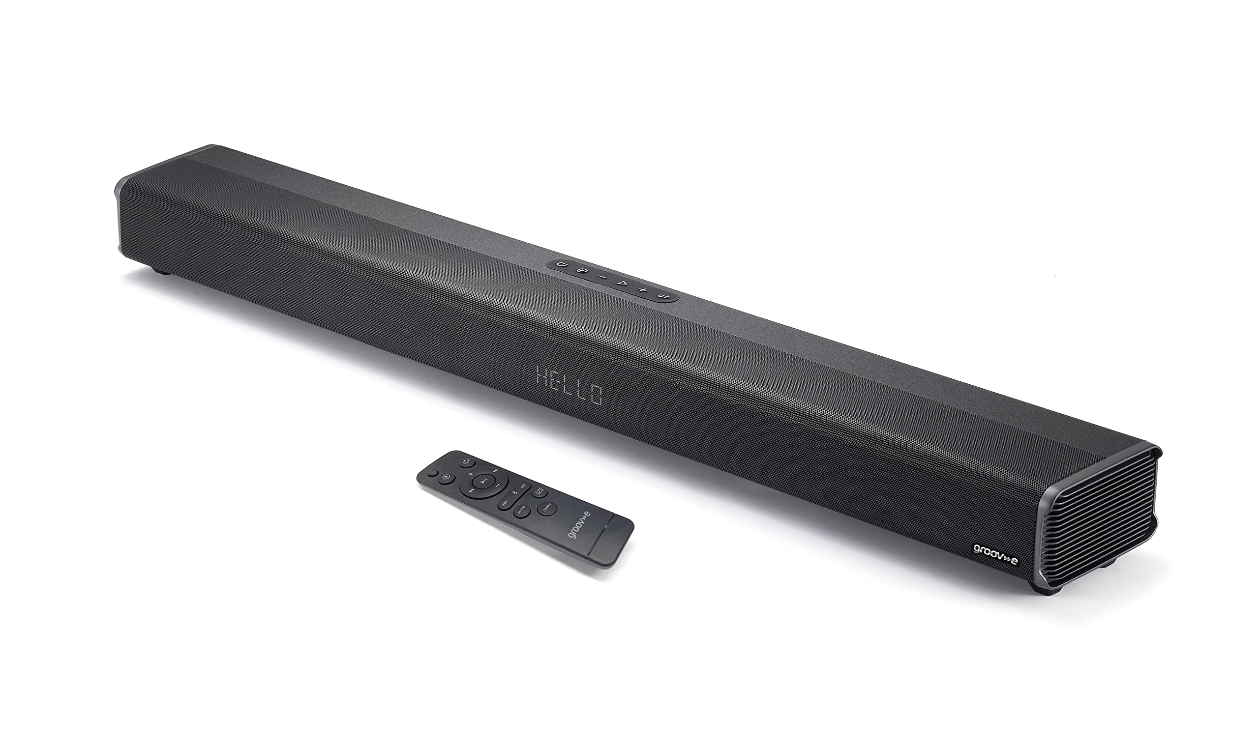 groov e-e Soundbar 160 - Soundbar tutto in uno con subwoofer integrato, Bluetooth, ottico, USB e riproduzione AUX, altoparlante con potenza di 160 W e super bassi, pulsante e telecomando, batterie