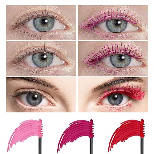 Miniatura 3 de Máscara de pestañas colorida, color rojo y rosa, resistente al agua, volumen y longitud, máscara de fibra rizadora voluminosa para mujeres, cosplay,