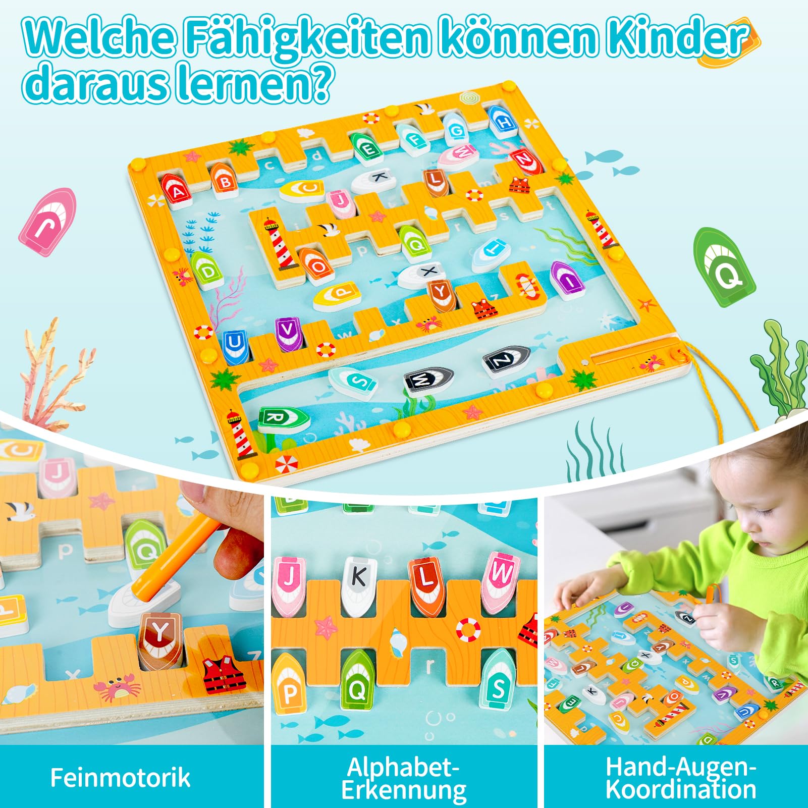Magnetisches Alphabet Puzzle Auto & Parkplatz - Montessori Lernspiel Ab 3 Jahren