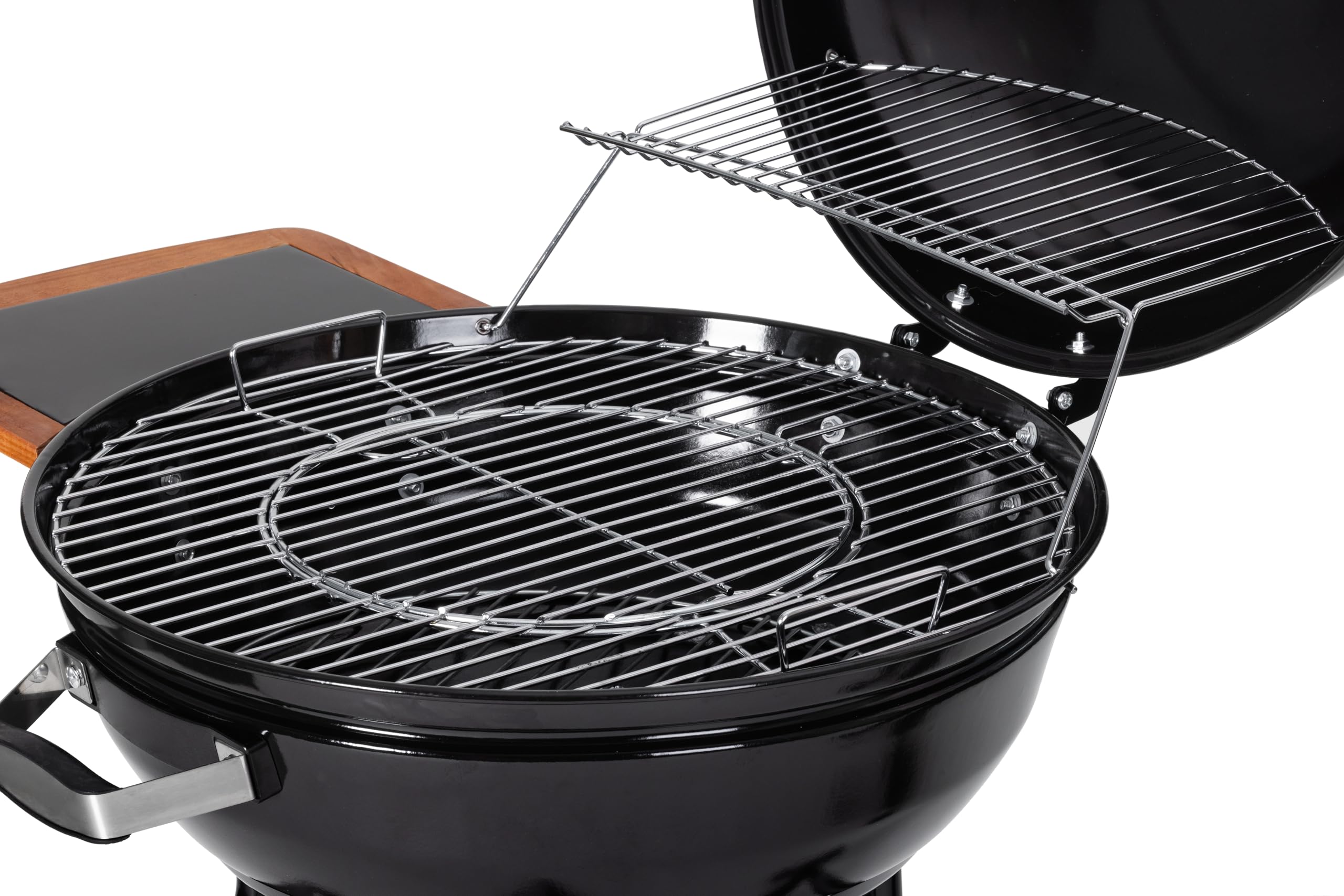 Tarrington House Barbecue a Carbone Burnaby Ø 53 cm, Acciaio, con Tavolino Laterale Pieghevole, 2 Ruote, Nero