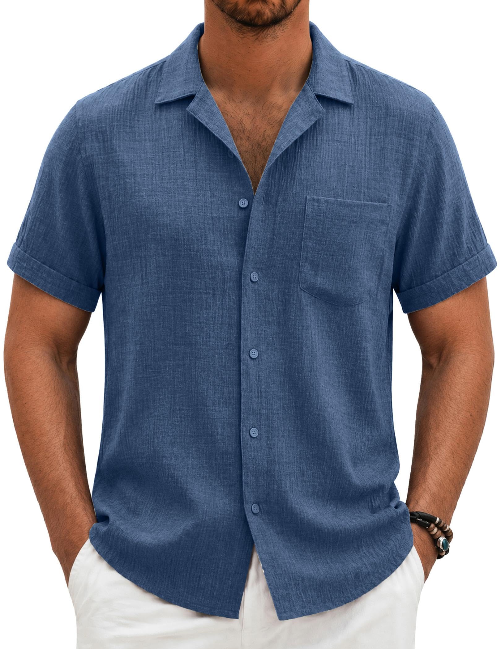 COOFANDY Short Sleeve Linen Shirt