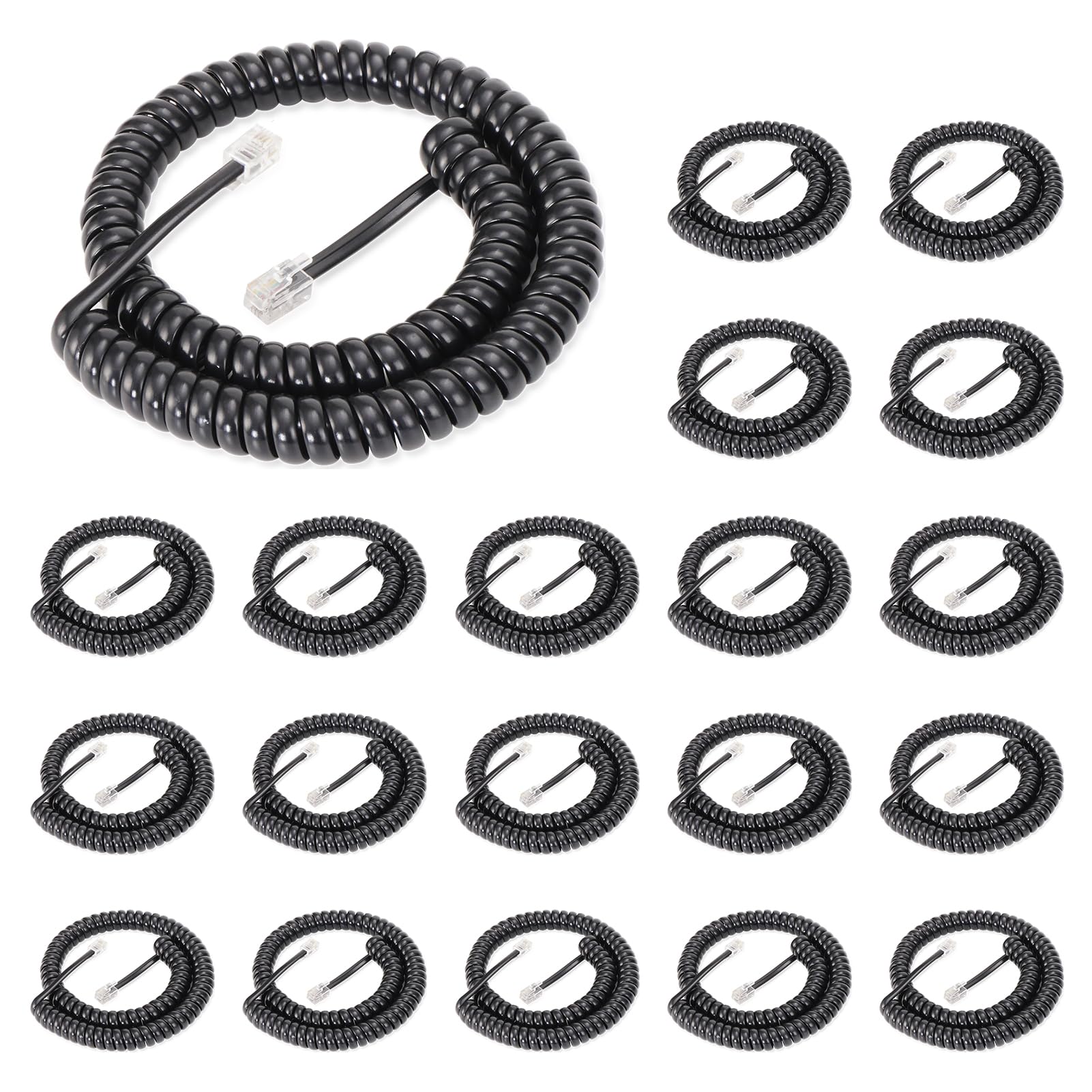Lativu 20 Pack Telephone Cord, 13 FT Uncoiled /1.4 FT Coiled Phone Cord for Landline, RJ9 4P4C Telephone Cords for Landline Phones Use with All Corded