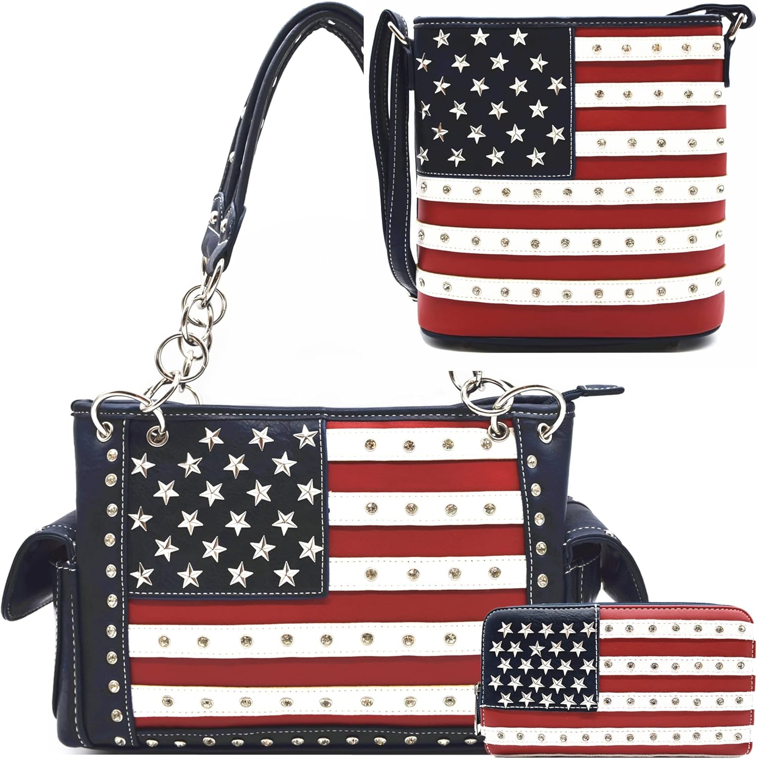 WESTERN ORIGIN American Flag USA Patriotic Purse Stars...