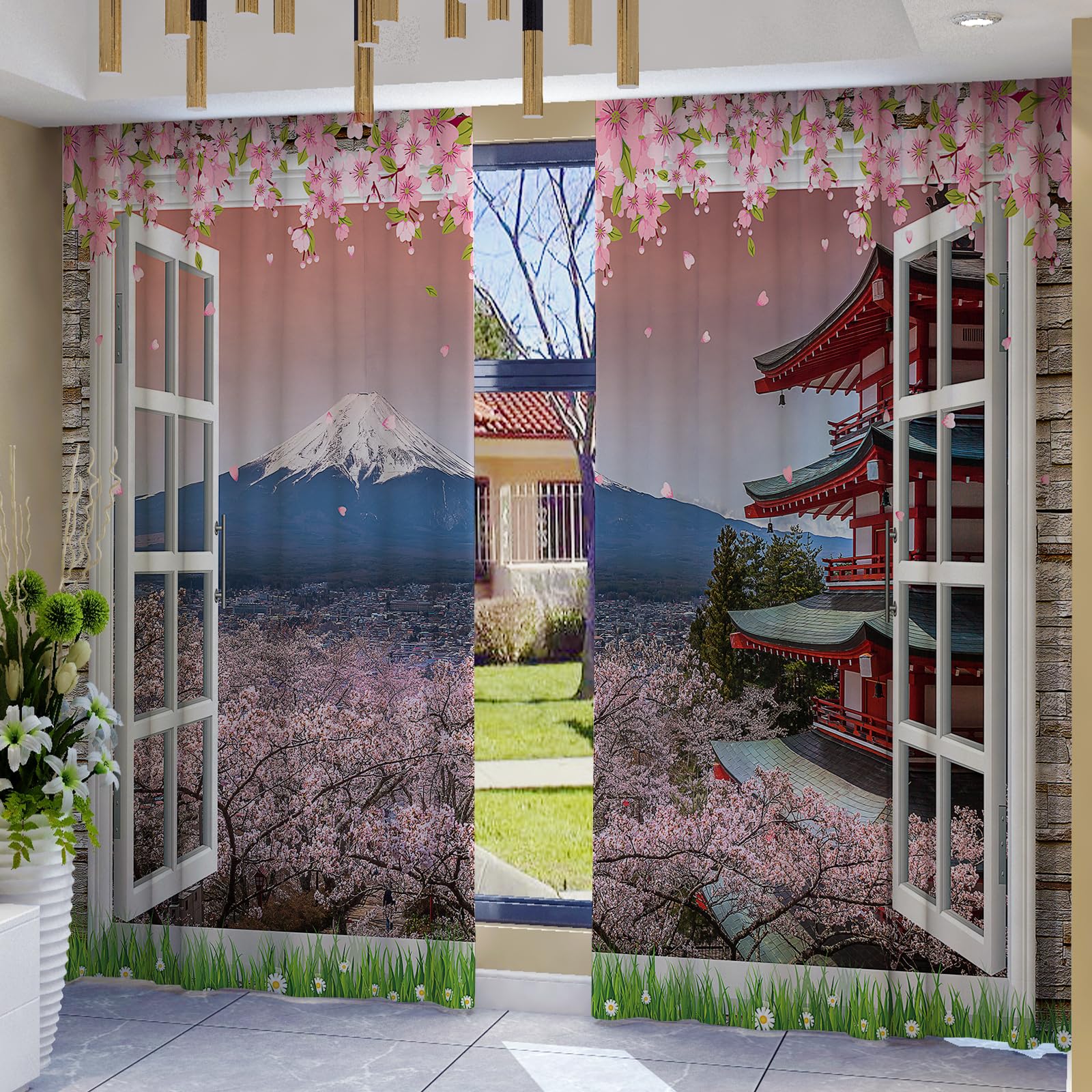 Amazon｜U-SITU 両開き 風景カーテン 遮光 断熱 防寒 UVカット
