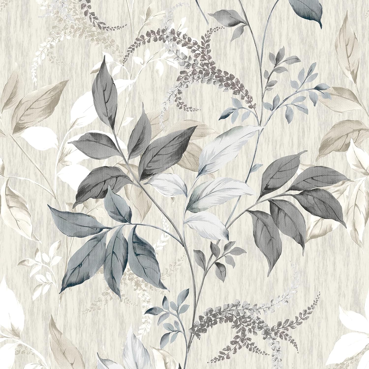 Grey Beige Leaf Wallpaper Floral Wallpaper Peel and Stick Removable Olive Leaf Vinyl Renter Friendly Leaves Contact Paper Self Stick Counter Top Covers Cabinet Locker Bedroom Wall Desk 17.5"x102"