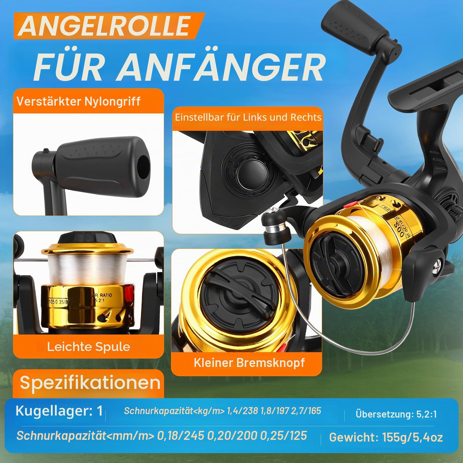 Angelset für Kinder, Angelrute Set Komplett mit 1.8m & 2.1m Kohlefaser Teleskop Angelrute, Angelrolle, Köder Set und Tragetasche, Kinder Angelset für Jungen und Mädchen von 3-10 Jahren