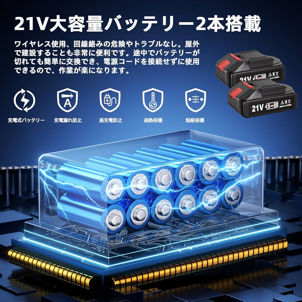 電動のこぎり　レシプロソー 2個バッテリー2.0Ah 無段変速 急速充電器 Amazon | 電動のこぎり 充電式 レシプロソー 電動ノコギリ 無段