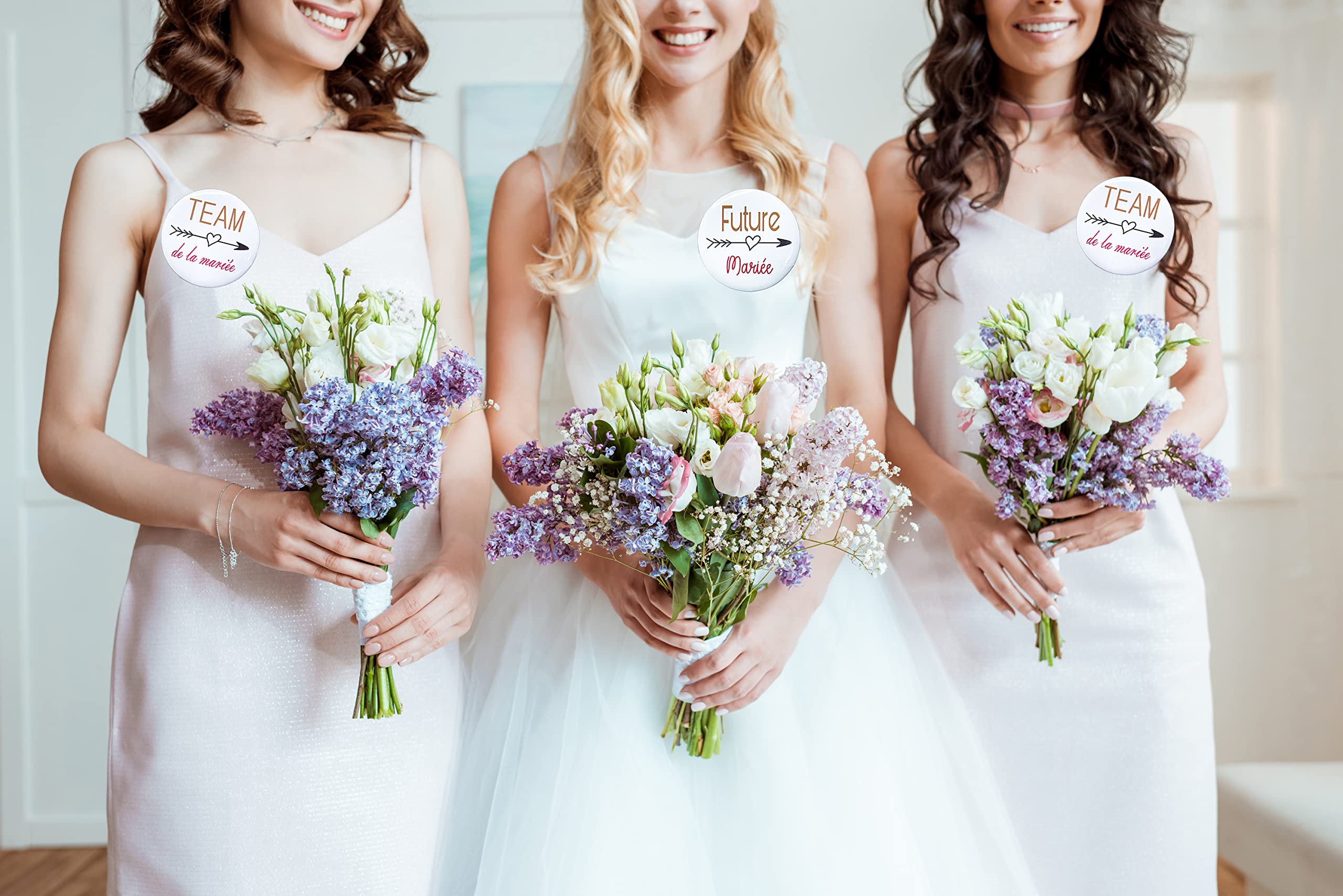 Badges Team de la mariée 15PCS avec Future mariée + Amis Accessoire de Mariage