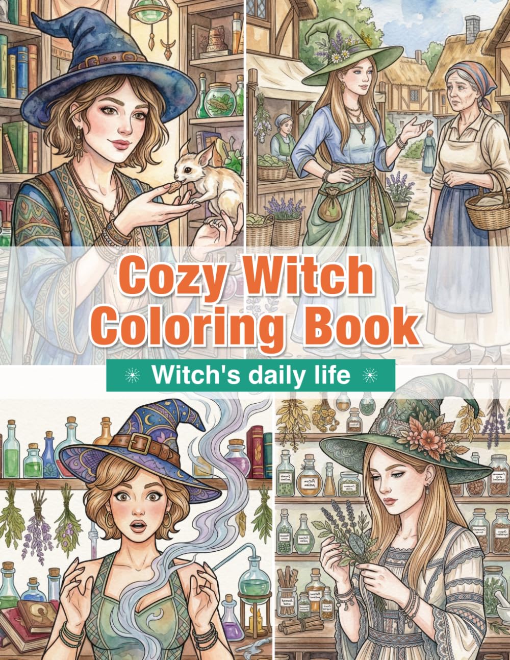 Cozy Witch Coloring Book | Calm Your Mind at Night with Gentle Magical Moments: Gentle Night Rituals for Relaxation and Stress Relief