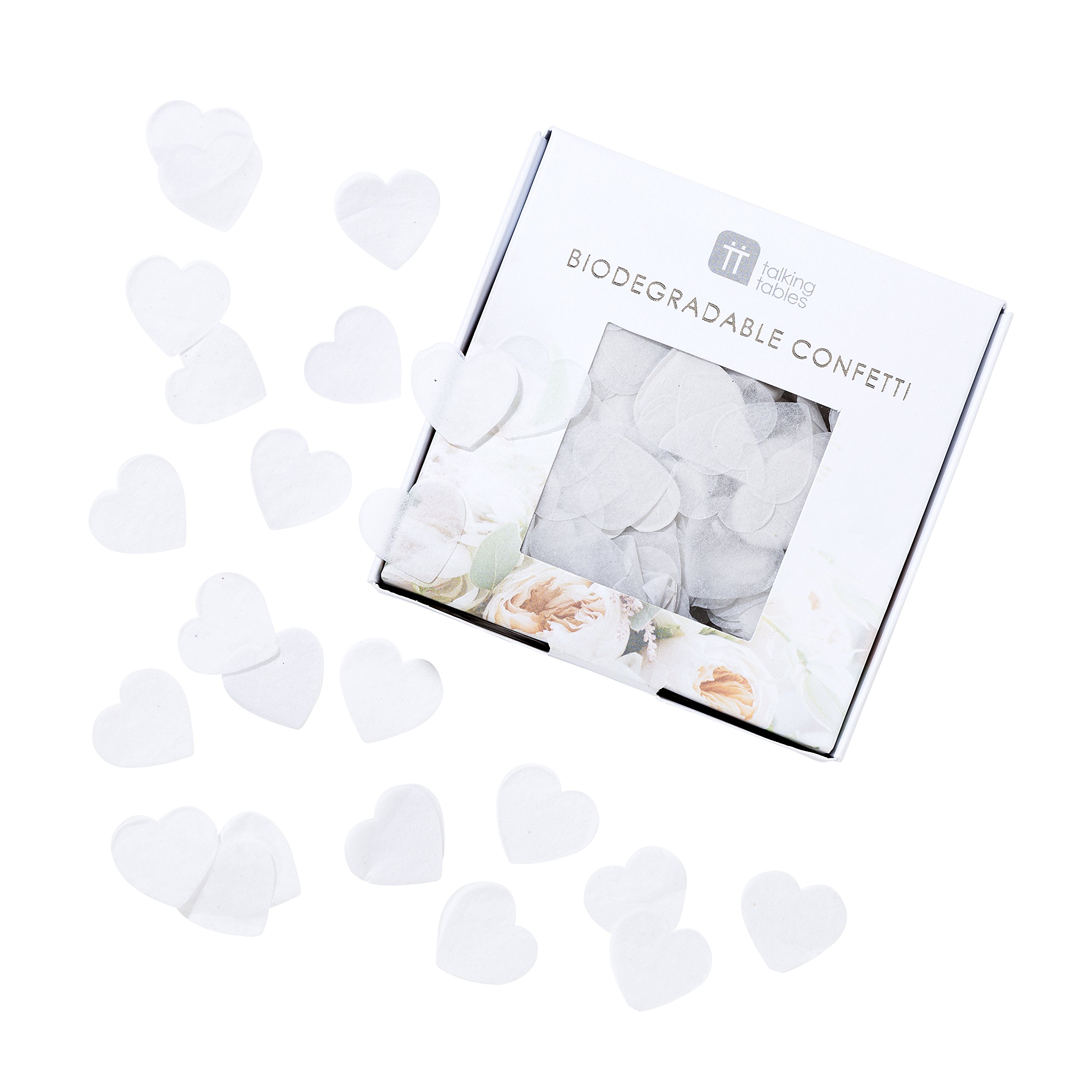 Talking Tables Heart Shaped White Biodegradable Confetti for Wedding, Valentines, Mother's Day, Hen Do | Eco-Friendly Paper Table Scatter, Multi-Colour, 2.5 x 9 x 8.5 cm