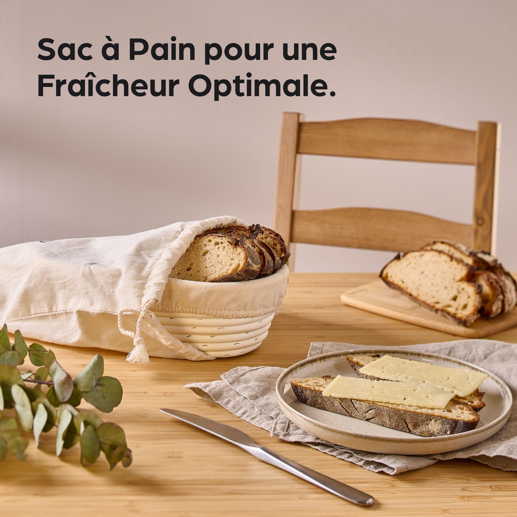 Praknu Banneton pour Pain Ovale 28 cm - En Bois Rotin Résistant - Kit boulangerie avec Brosse, Tissu en Lin & Sac pour le Pain