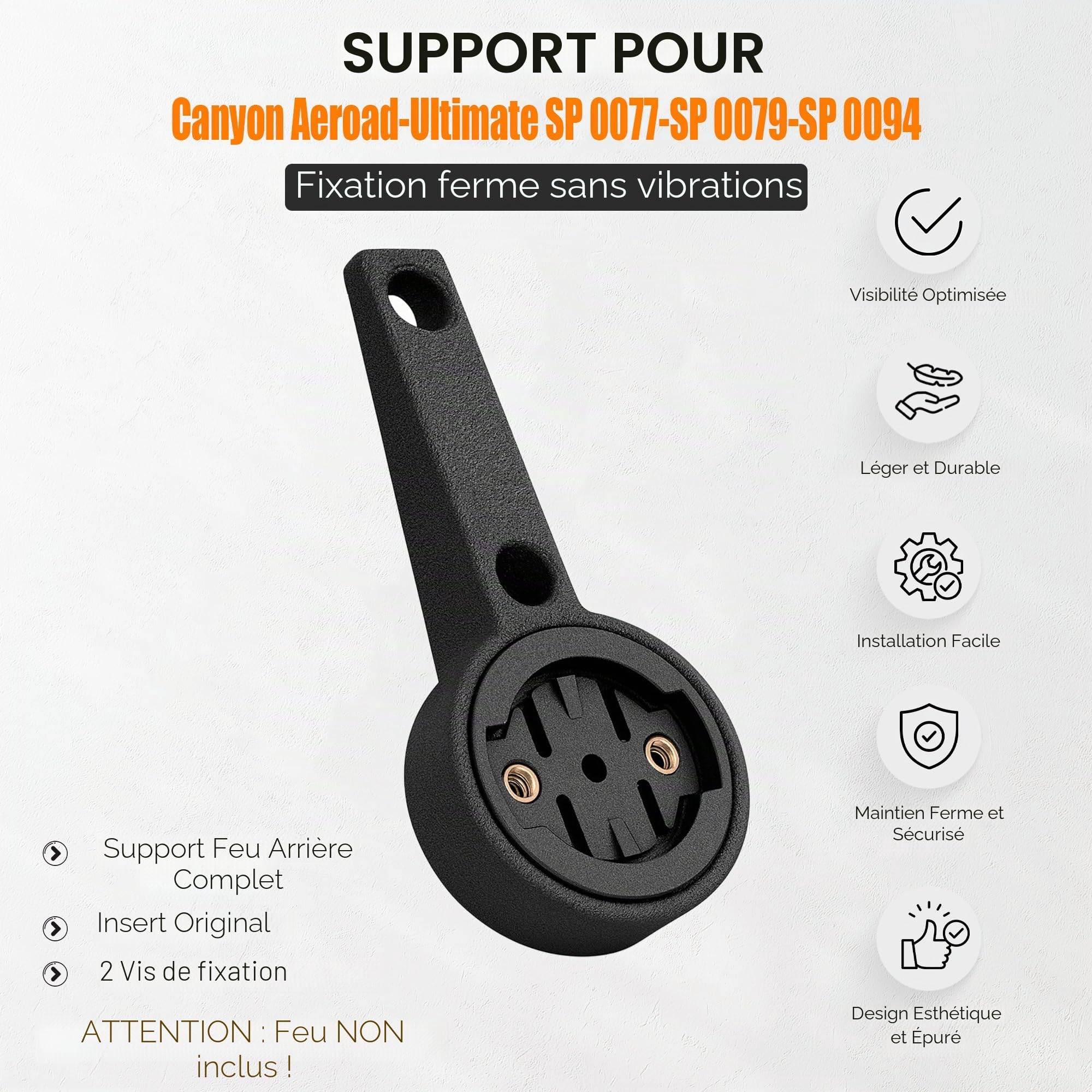 RusticHome Support Varia pour Canyon Aeroad-Ultimate SP0077-SP0079-SP0094/ Support de lumière arrière de vélo/support de tige pour lumière Varia Aeroad SP0077 Tige de selle