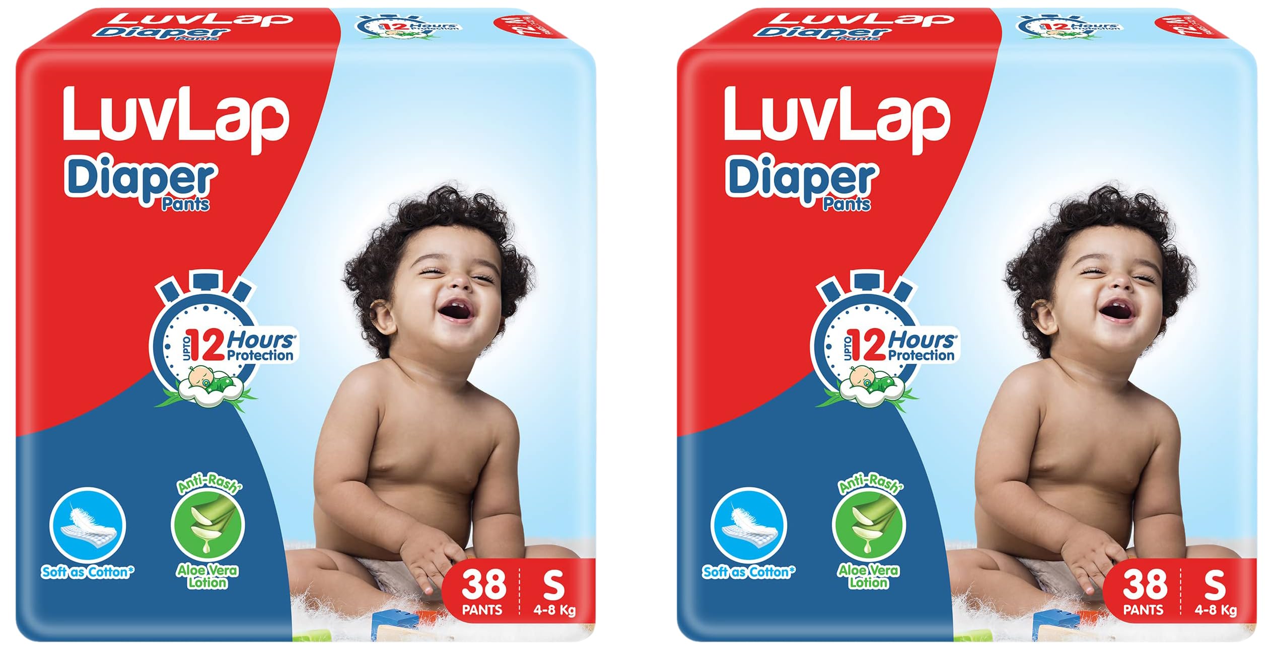 LuvLap Pant Style Baby Diapers, Small (S), 38 Count, For babies of Upto 4-8Kg with Aloe Vera Lotion for rash protection, with upto 12hr protection, Diapers (Pack of 2)-image-36