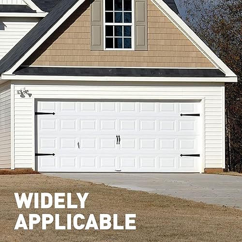 Miniatura 8 de Tira de sellado superior y lateral para puerta de garaje, color negro, 34 pies, con parte trasera adhesiva, de goma, resistente a la intemperie,