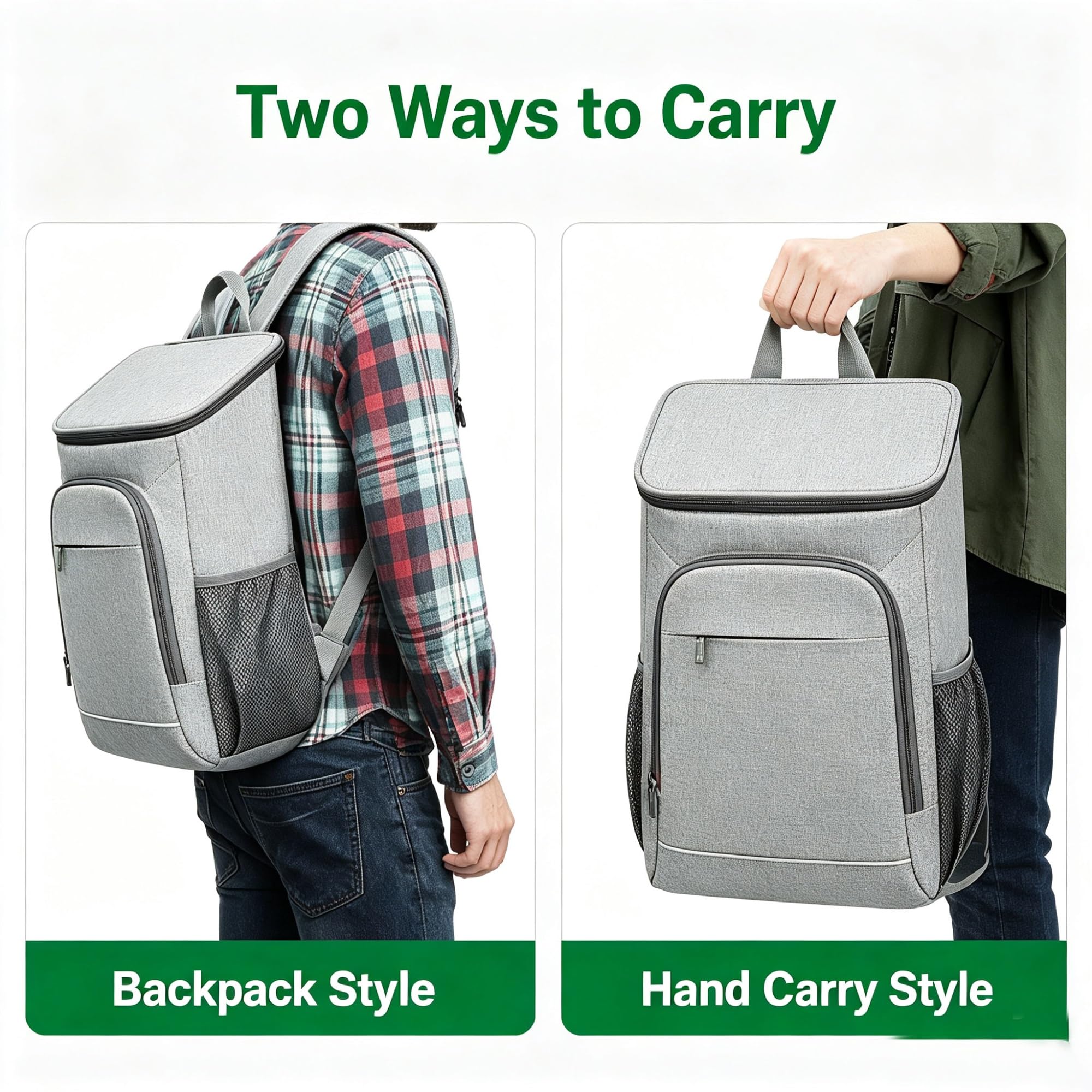 Mochila Térmica 30L a Prueba de Fugas, Bolsa Nevera Portátil con Compartimento para Ordenador y Bolsillo para Móvil, Mochila Isotérmica de Tela Oxford para Picnic Playa Camping Senderismo(A)