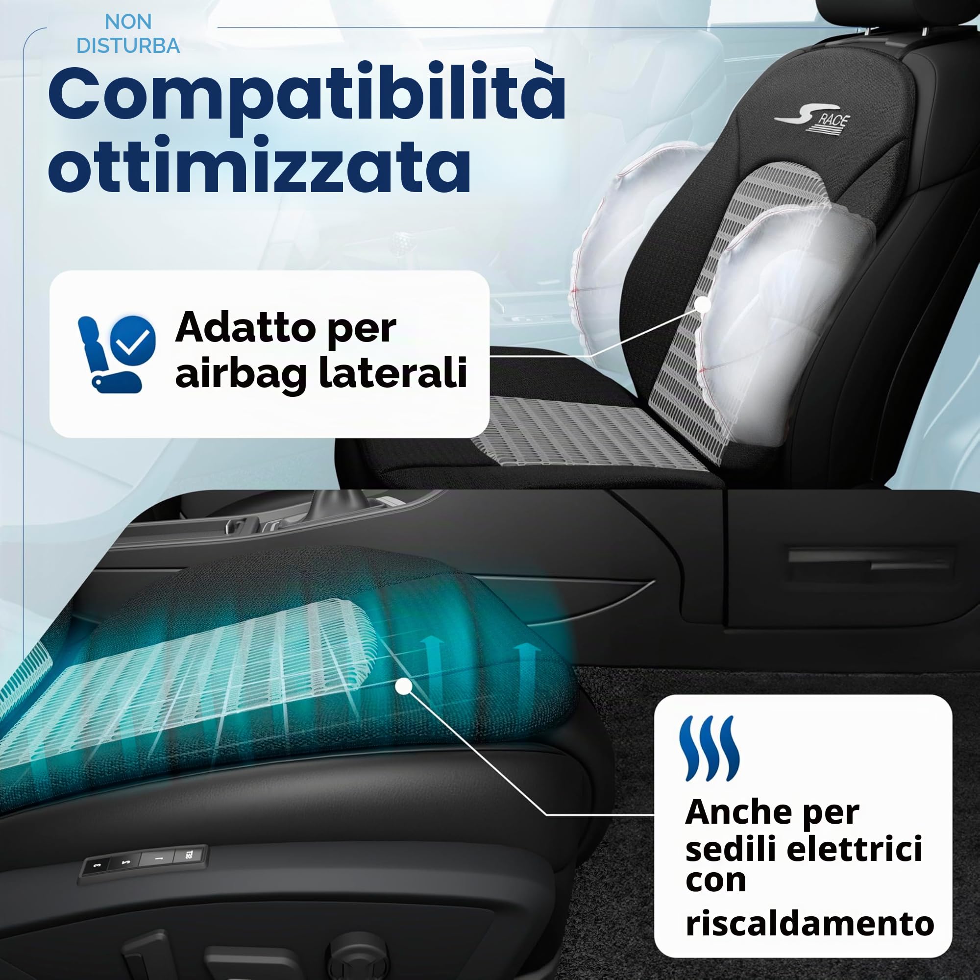 Walser coprisedili auto S-Race 2 pezzi, Premio Molto Buono* coprisedili anteriori in verde/nero, coprisedili universali per auto 2 pezzi, sedili sportivi compatibile con airbag laterale