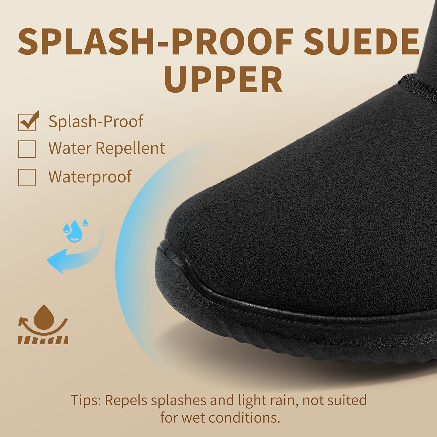 Winter Snow Boots for Women: Suede Fuzzy Ankle Boooties Anti-Slip Warm Comfortable Water Resistant Outdoor Shoes