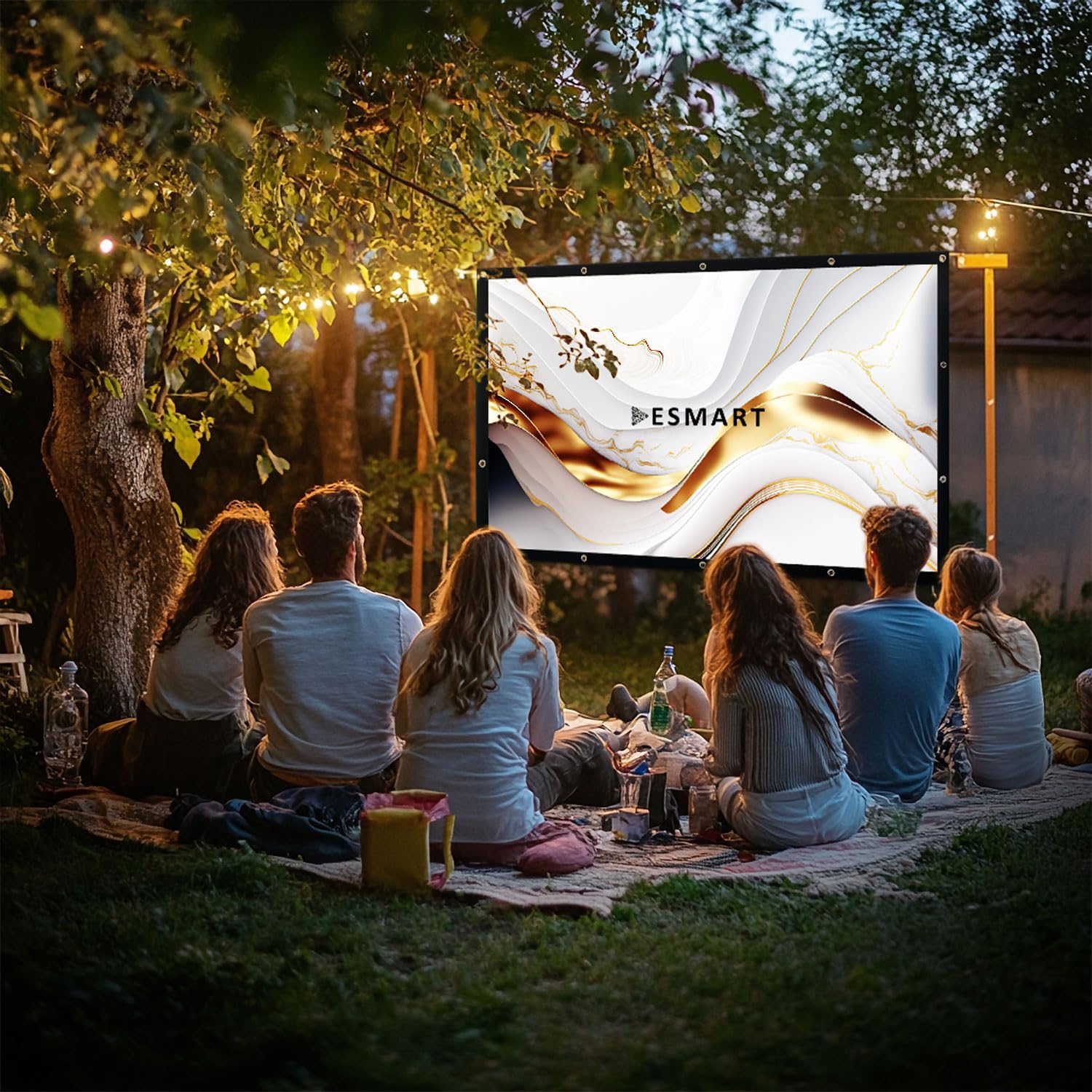ESMART Spann-Leinwand Flex [Größenauswahl] 266 x 149 cm (120") 16:9 | Heimkino Beamer Projektionsleinwand Outdoor Leinwand LCD LED