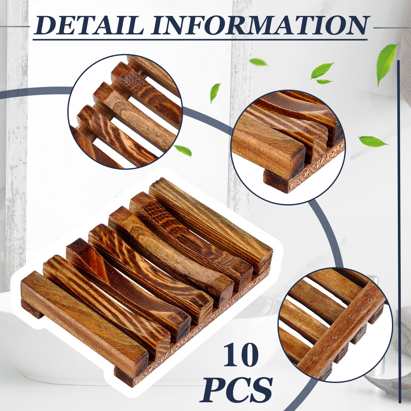 Umigy 40-teiliges Seifensäckchen und Seifenhalter-Set, 30 Stück Netz-Sisal-Seifenbeutel, Peeling-Seifenbeutel, 10 Stück Bambusholz-Seifenhalter, Tablett, Badezimmer, Holz-Seifenhalter für Dusche und