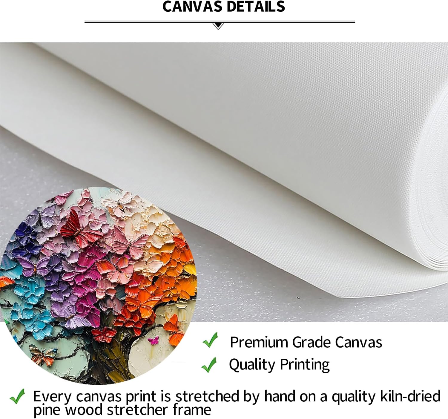 iKNOW FOTO Colorful Butterfly Tree Canvas Print with Black Floater Frame Rainbow Abstract Wall Art for Living Room Bedroom Office Ready to Hang 20x40''