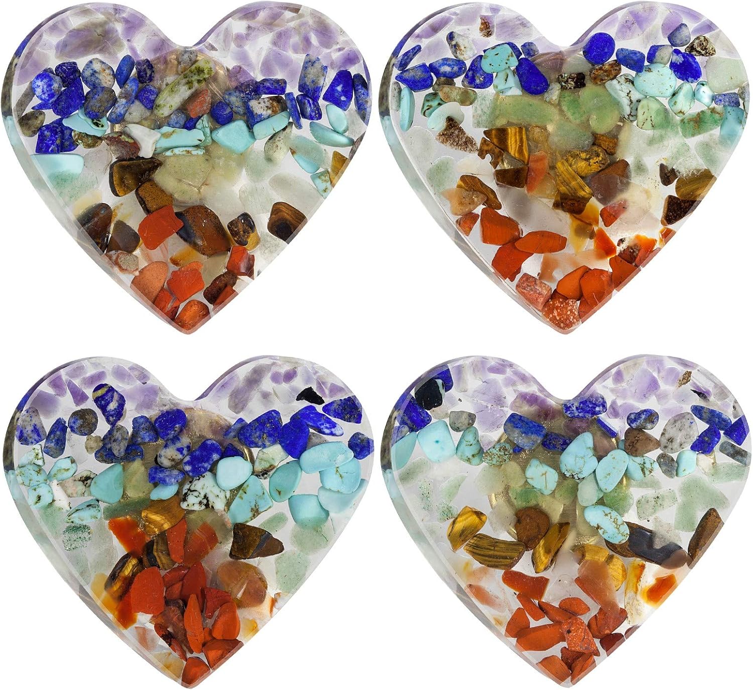 Rockcloud Pack of 2 Heart Shape Resin Crystal Stones Chips Drawer Knobs Pull Handle Cupboard Dresser Door Pull with Screws Home Decoration