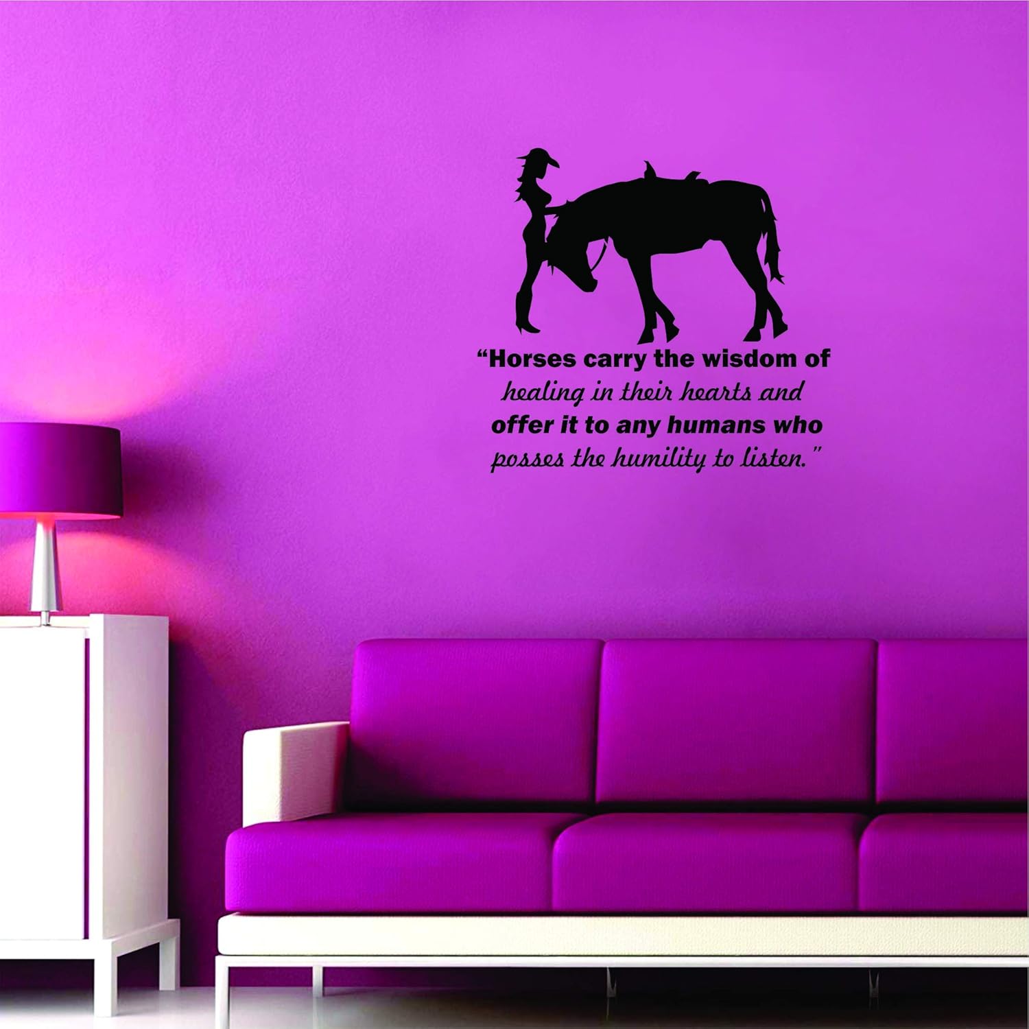 Equestrian Horse Wall Decals for Girls Rooms/Girl Horses Animals Horseback Riding Sport Jumping Vinyl Art Decor Stickers/Country Saddle Cowgirl Cowboy Rodeo Quotes Quote Decoration Size 30x30 inch
