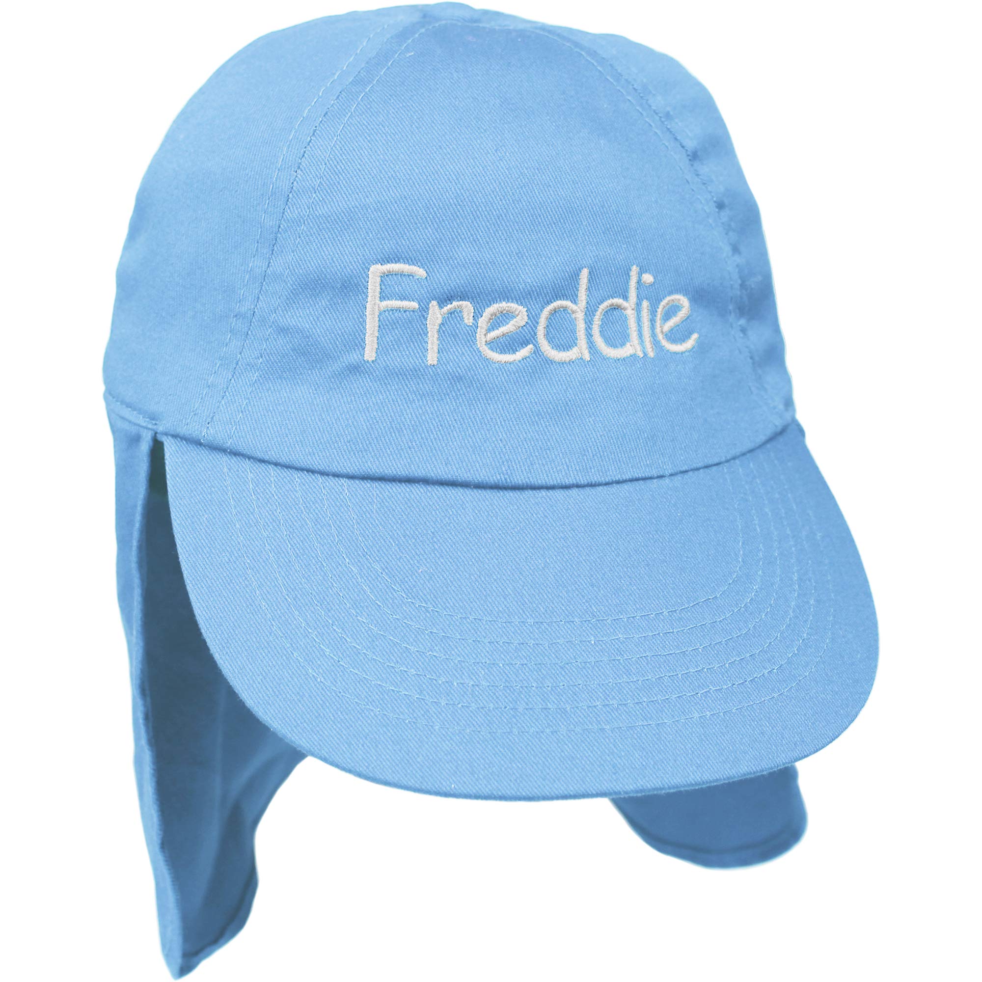 Teddyts Sky Blue Personalised Junior Convertible Baseball Cap And Legionnaires Sun Hat (Sky Blue)