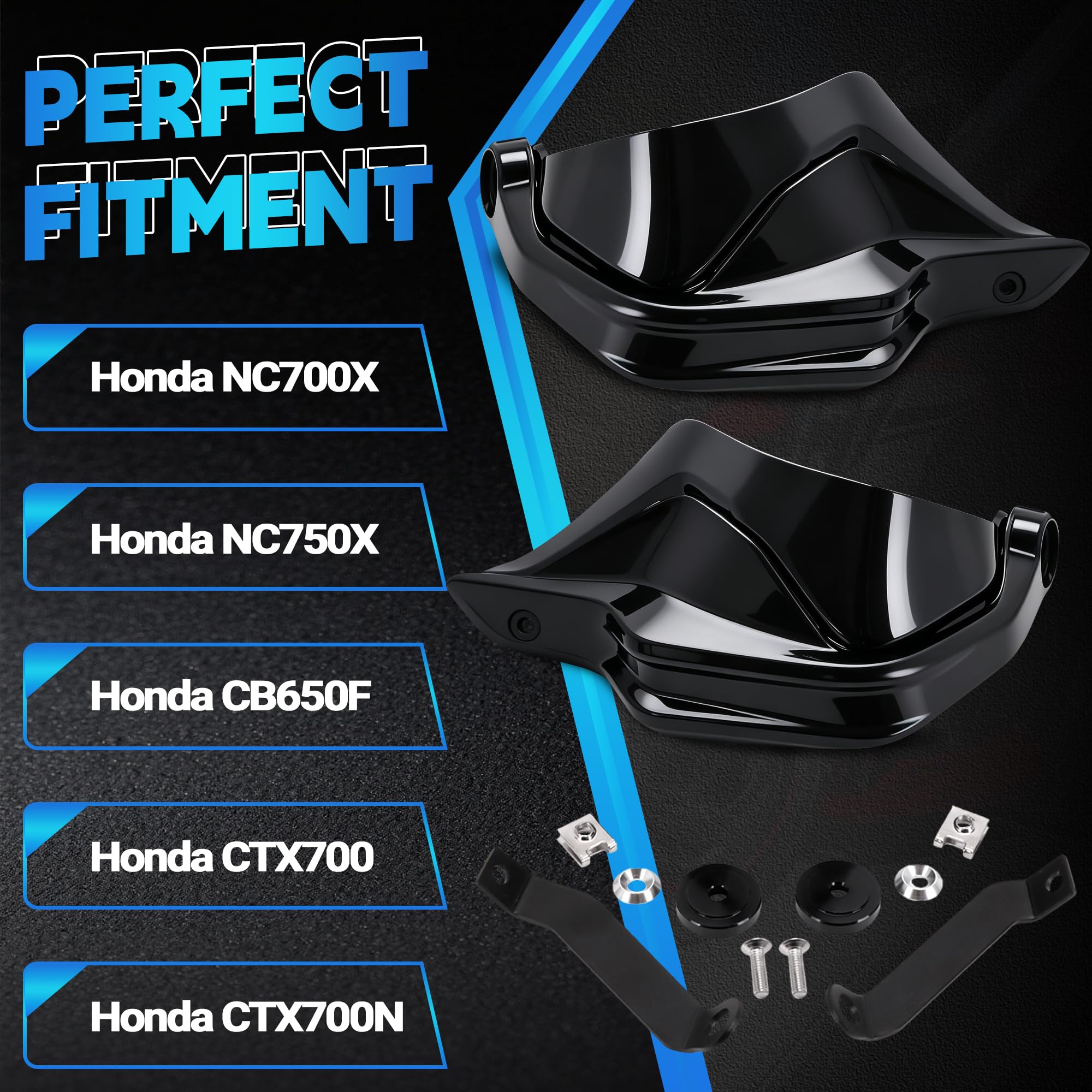 Paramani per moto Deflettori Parabrezza Protezione ABS per NC700X 750X CB650F CTX700 2014-2018 DCT NC750S 2013-2023 (Nero)