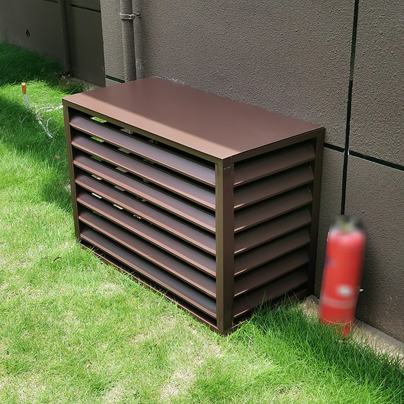 QYMYOZ Outdoor Air Conditioner Aluminum Condensing Unit Cover Metal Protective Fence for AC Units & Heat Pumps Gray Privacy Grille for Outdoor Use