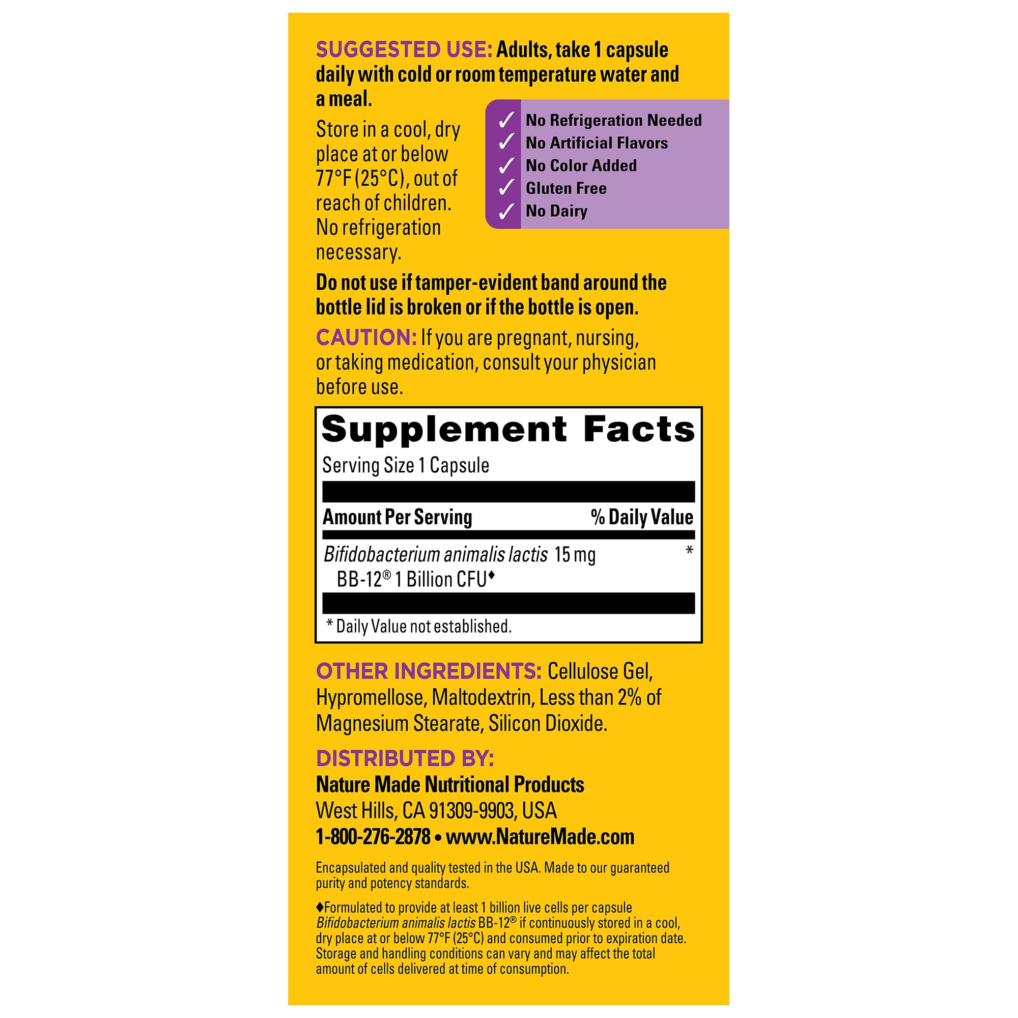 Nature Made Probiotic Capsules 1 Billion CFU from Live Cultures, Probiotics for Women and Men for Immune & Digestive Support, 30 Capsules, 30 Day Supply