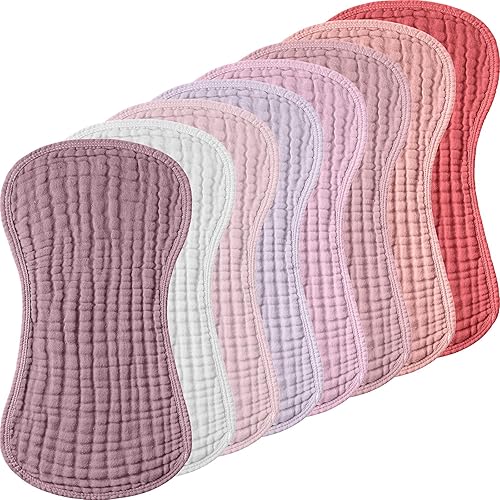 Frienda Paquete de 8 paños de muselina para eructos, grandes, de 20 x 10 pulgadas, de algodón orgánico, 6 capas, absorbentes, suaves y coloridos,