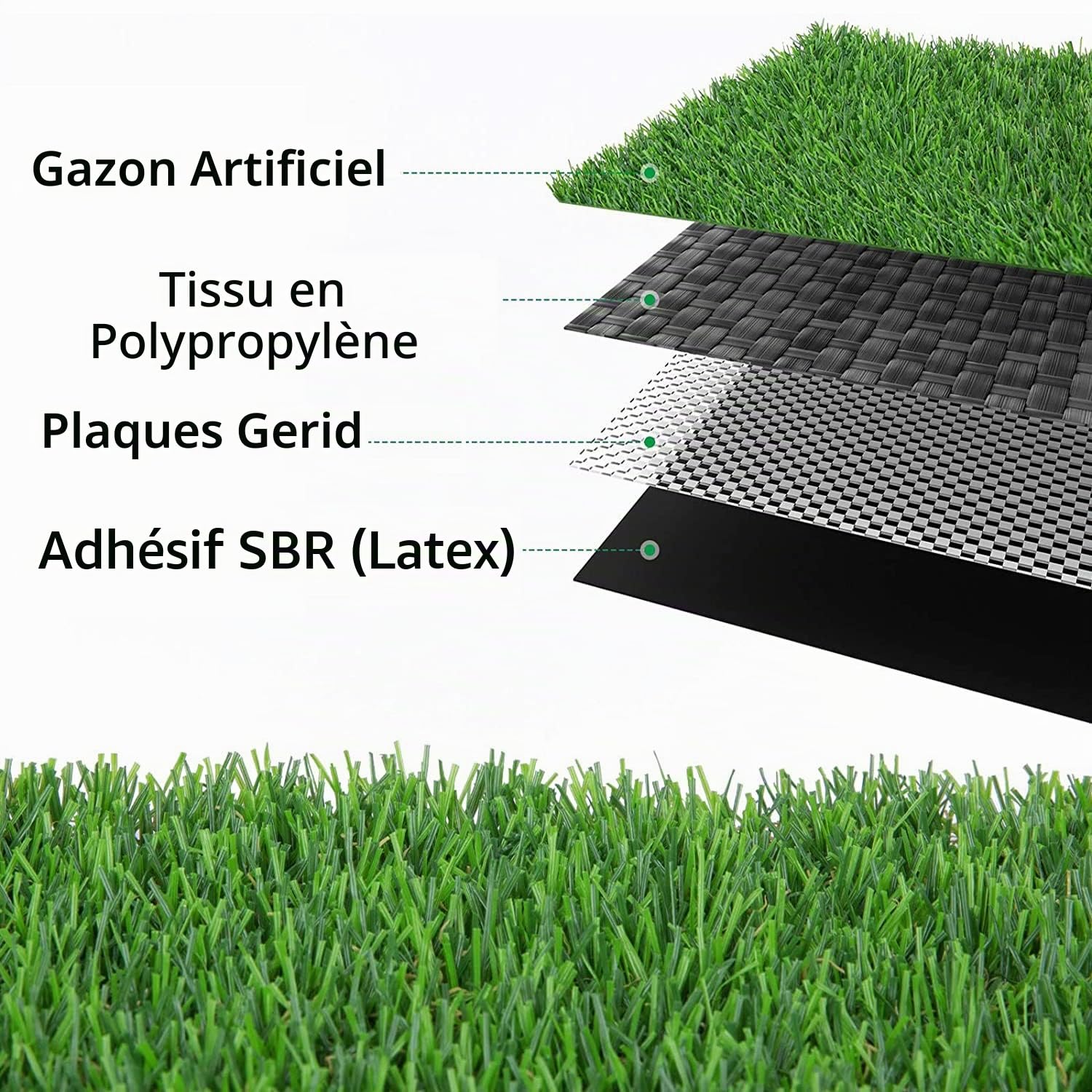 Gazon Synthetique Exterieur, Tapis de Pelouse Artificielle d'extérieur,1000x100 cm,Tapis en Gazon Synthétique Perméable à l'eau,Hauteur des Poils : 30 mm, Terrasse, Balcon