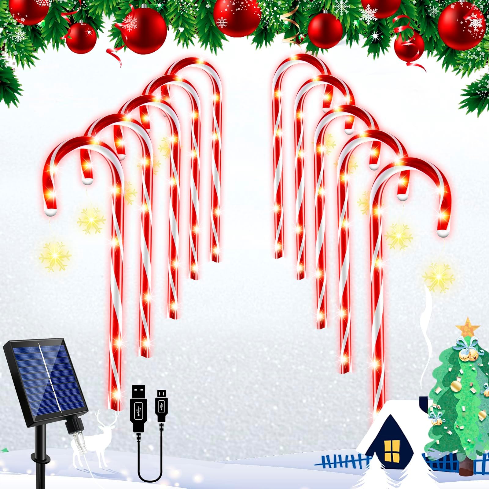 5 Pack Outdoor Solar Garden Pathway Stake Decorations Lights, Landscape