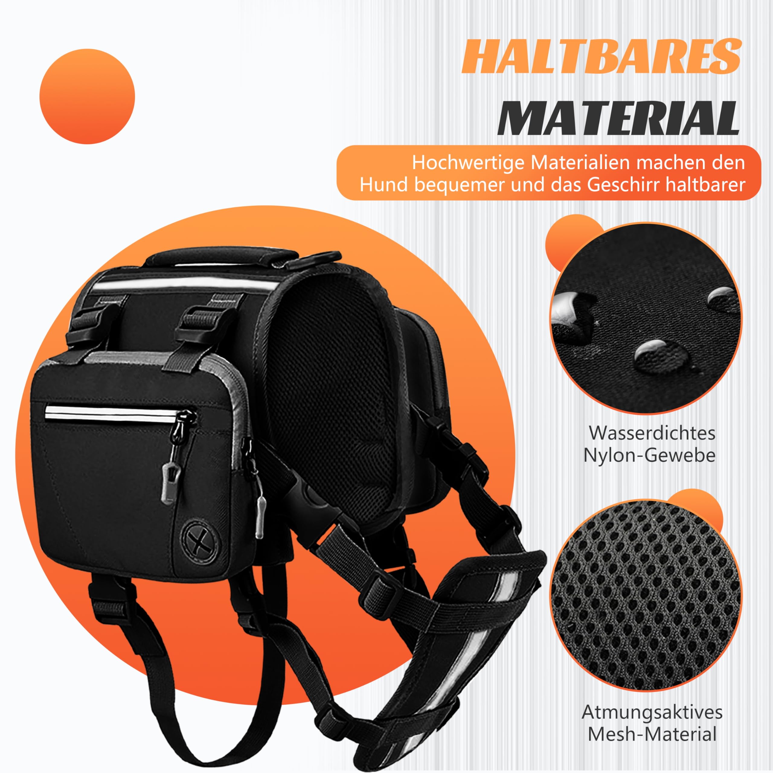 Mochila para perros de 20 a 45 kg, arnés táctico para perros, mochila Cesar Millan, para perros grandes, color negro