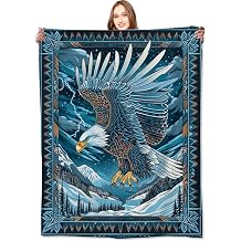 Blue Eagle Blanket,Mountain Nature Southwestern Throw Blankets,Gifts for Kids Adults & Wildlife Loves,Lightweight Soft Fleece,for Sofa Couch Bed Room Travel,Birthday Decor,50x60in