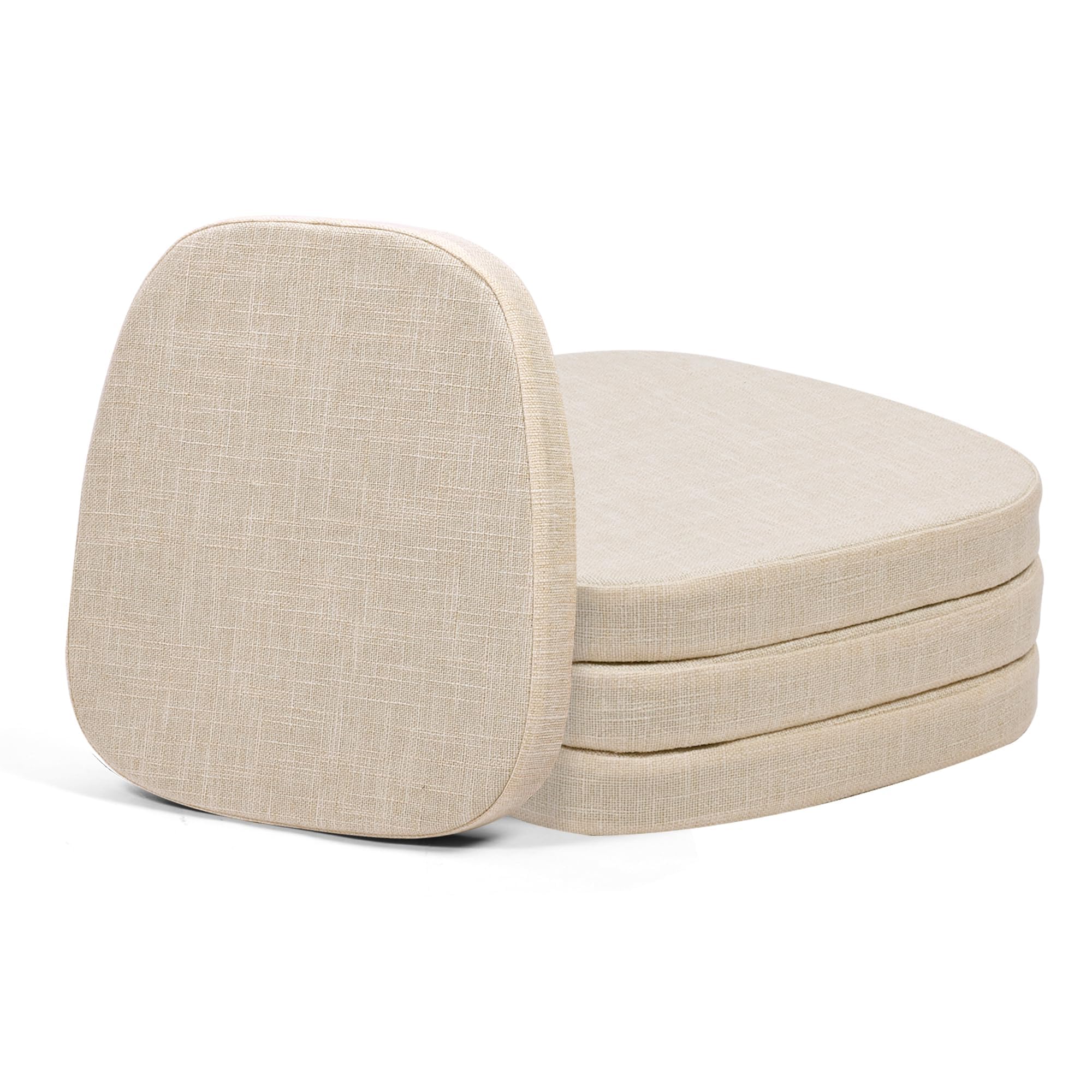 baibu 2-Layer Memory Foam Metal Dining Chair Pads, 14 x 14In, 4 Pack, Beige
