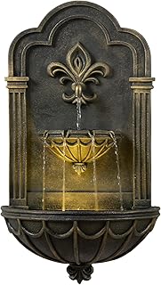 Teamson Home Fleur-de-lis Outdoor Water Fountain, Black & Gold
