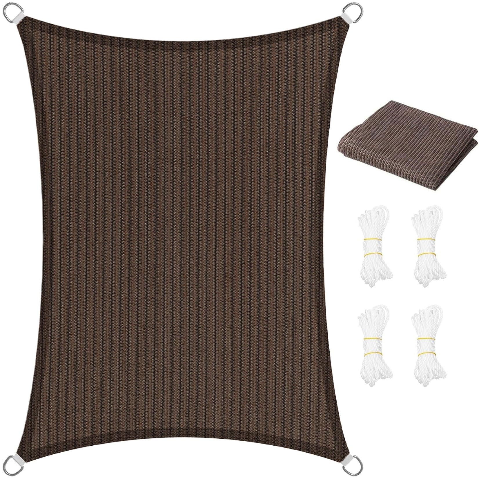 Voile d'ombrage respirant rectangulaire 2.6x3.4m marron pour terrasse