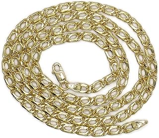Herrenkette aus 18 Karat Gelbgold, doppelte Tigerbart-Kette, Breite 4,00 mm und Länge 60 cm. Gewicht: 9,90 g aus 18 Karat Gold