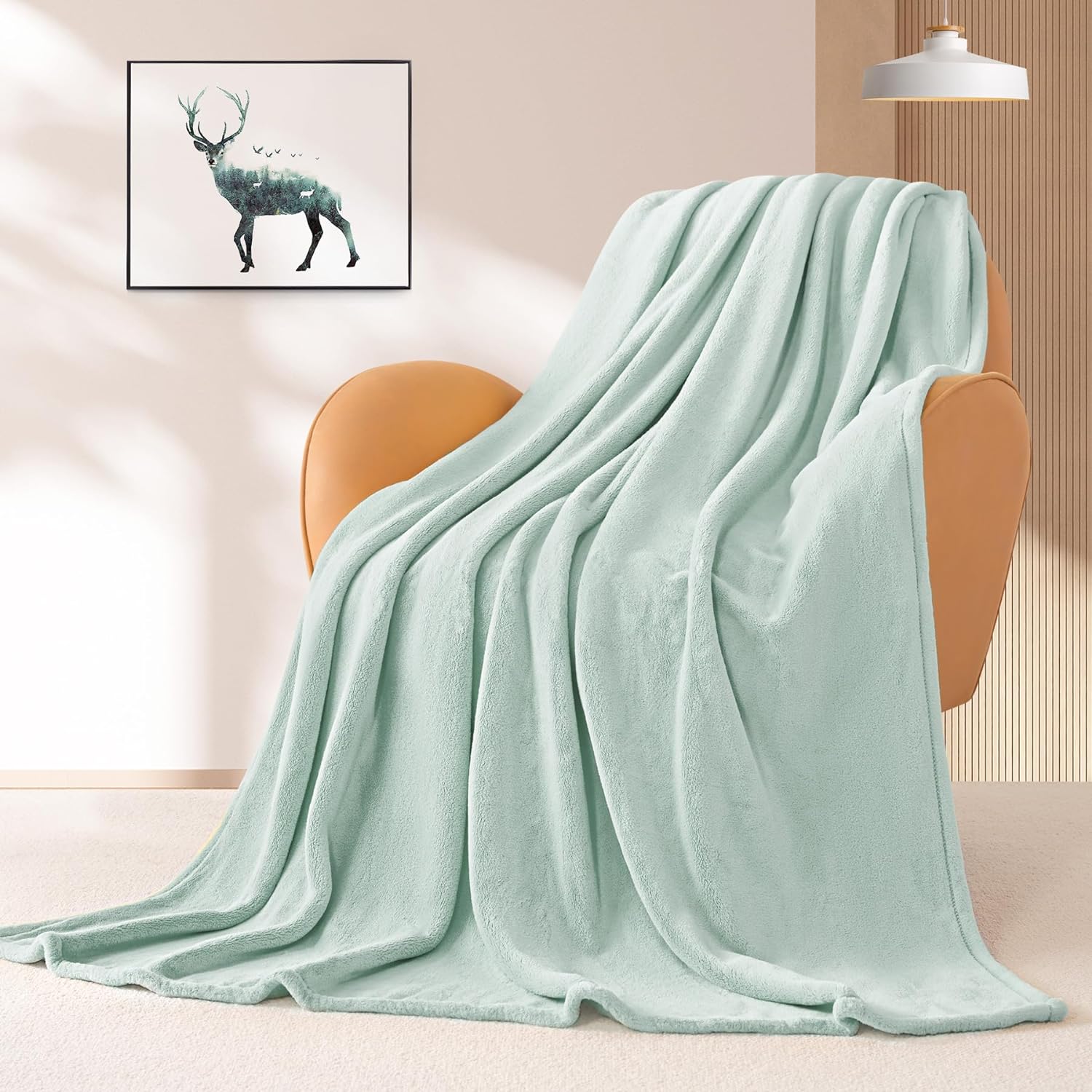 BEAUTEX Fleece Blanket King Size Super Soft Flannel Throw Blanket Lightweight Fuzzy Plush Blanket for Couch Sofa or Bed All Seasons (Mint, 108" x 90") - Image 5