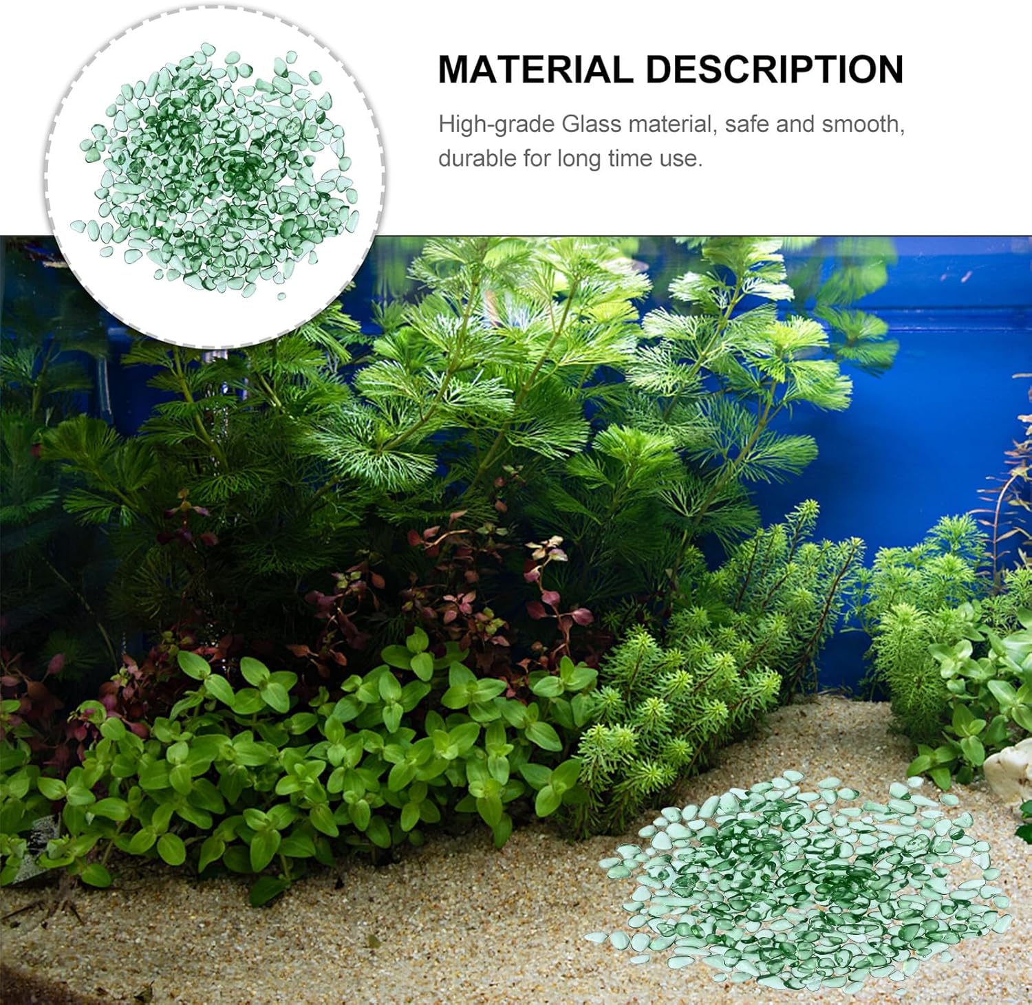 Glass Crystal Stone Aquarium Pebbles 500g Colored River Rocks Fish Tank Decor for Aquatic Plants and Aquarium Landscaping