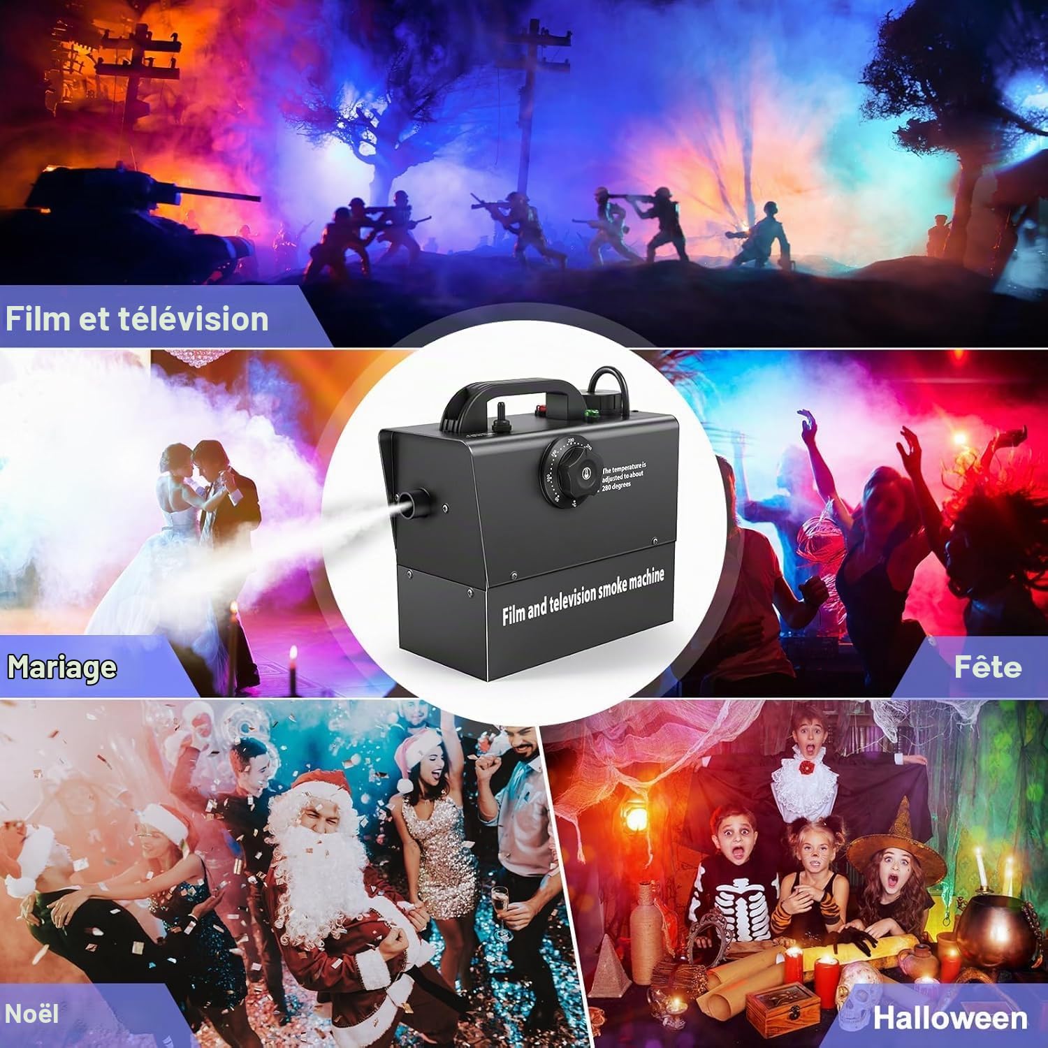 Machine à fumée manuelle 400 W, batterie intégrée 21000 mAh, Niveau visible