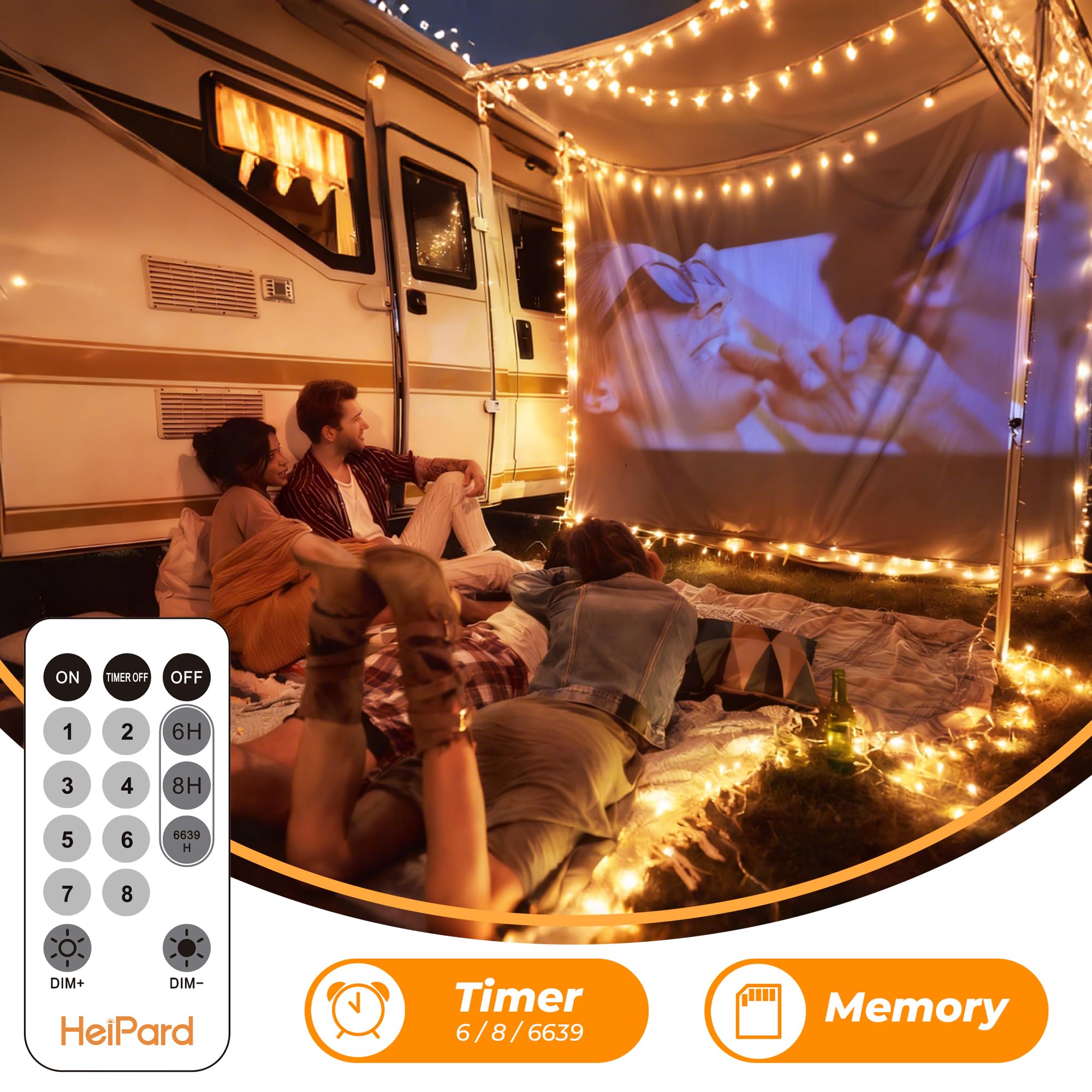 HeiPard Lichterkette Außen Innen 80m 800LED, Warmweiß LED Lichterketten Outdoor Strom mit mit Fernbedienung Timer Dimmbar, 8 Modi IP44 Wasserdicht String Lights für Garten Balkon Hochzeit Party