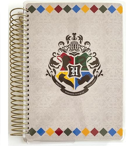 Paper House Productions Harry Potter - Agenda de 12 meses sin fecha de 7.5 pulgadas con calcomanías de bandera de mes y evento, escudo de fundadores disponible en Yaxa Costa Rica