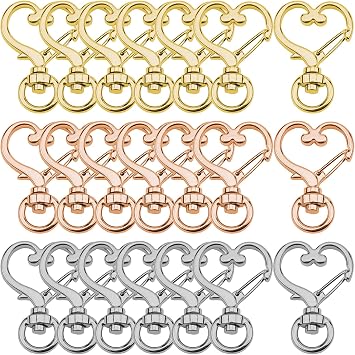 36Pcs Heart-Shaped Swivel Snap Hook,Metal Spring Snap Keychain Colored Heart Clips Keychain Hook Lobster Clasp Split Key Rings Bulk for Keychains Lanyard,Charm,Jewelry,DIY Crafts Supplies3 Colors