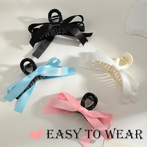 Miniatura 7 de MHDGG Pinzas de pelo con lazo grande para mujer, 4 pinzas antideslizantes para cabello fino y grueso, accesorios de vestir para fiesta de