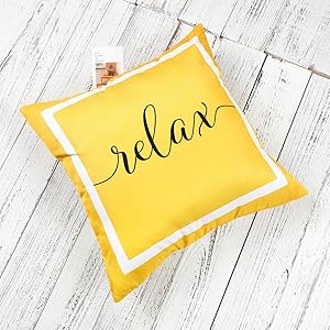 ONWAY Outdoor Waterproof Throw Pillow Covers 20x20 Set of 2 Yellow and White Relax Decorative Pillowcase for Patio Furniture