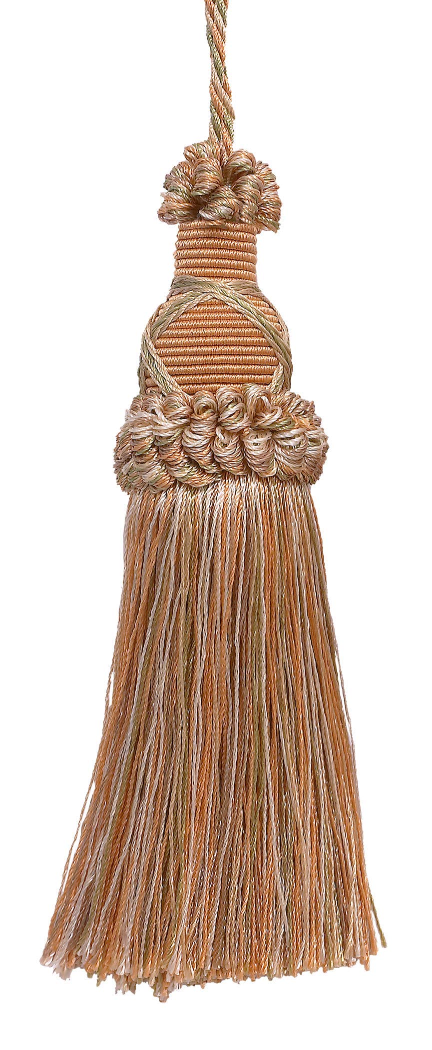 Décopro Prairie Beige #3853 (Light Beige, White Ivory, Light Orange) 14Cm (5 1/2") Key Tassel, 10Cm (4") Loop, With Criss Cross Design Ktic, Prairie Beige # 3853 (Light Beige, White Ivory, Light Orange) Individually Sold
