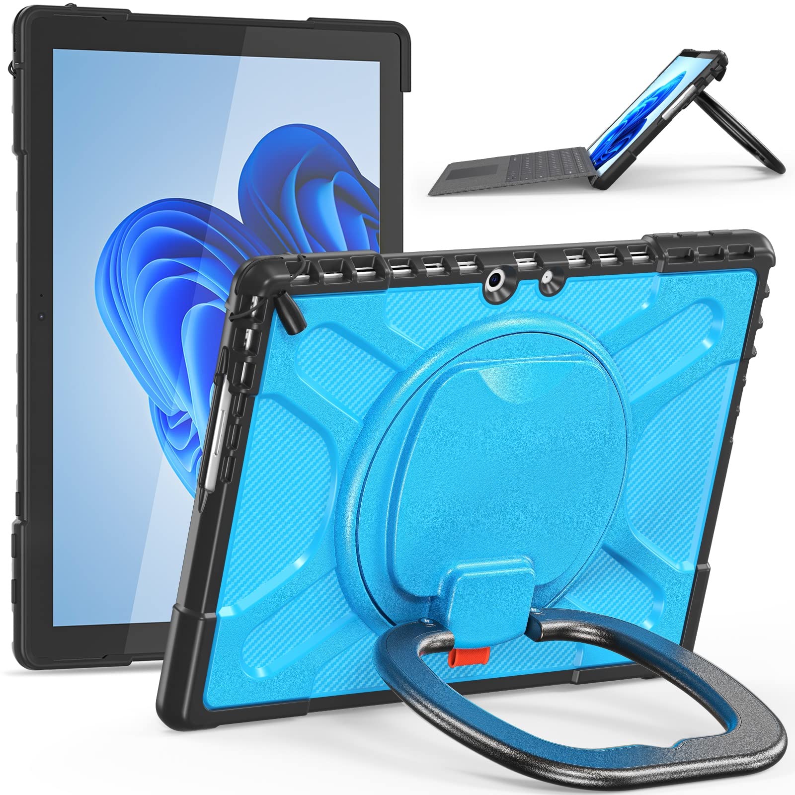 Pełna obudowa odporna na wstrząsy podpórka wytrzymała obudowa ochronna do Microsoft Surface Pro 9 do klawiatury typu klawiatury, tabletu dla (niebieskie)